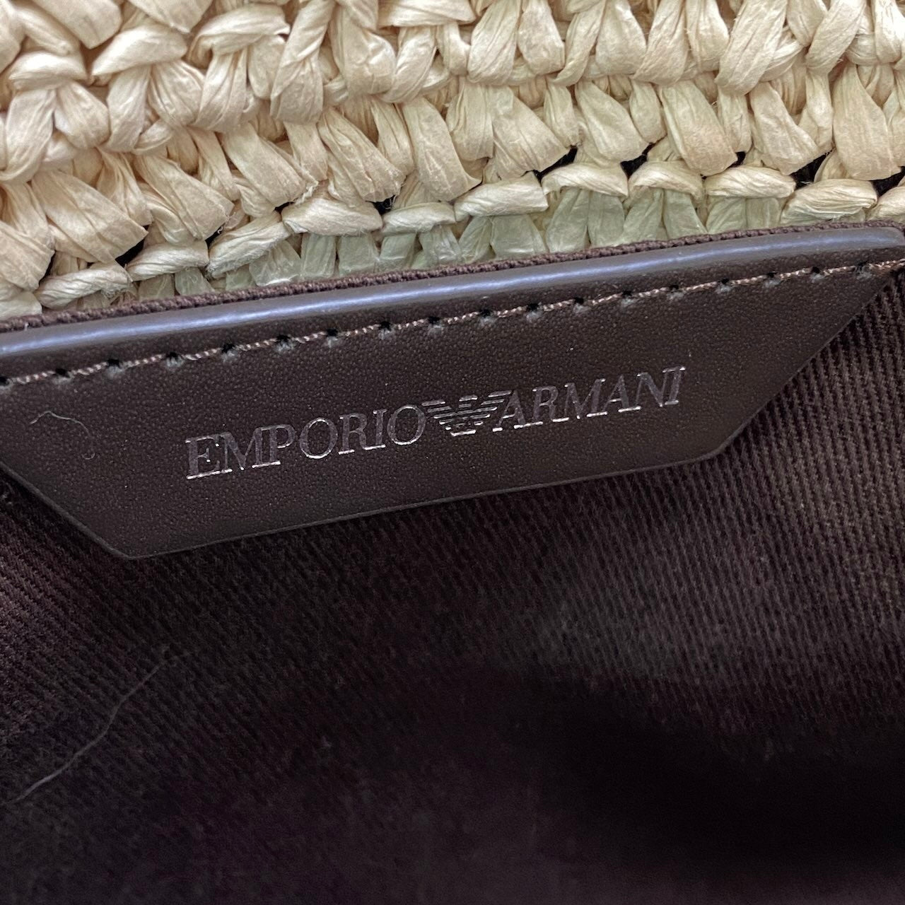 g14 【美品】EMPORIO ARMANI ショルダーバッグ マトラッセ ストローバッグ ベージュ レディース 女性用k02i