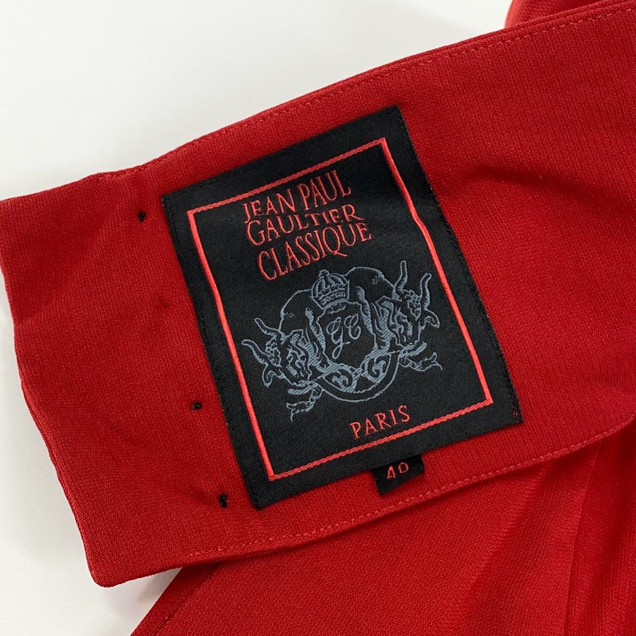 31f14 Jean Paul Gaultier ジャンポールゴルチエ ノースリーブワンピース ドレス 日本製 ロング 変形デザイン マキシ丈 40 レッド レーヨン