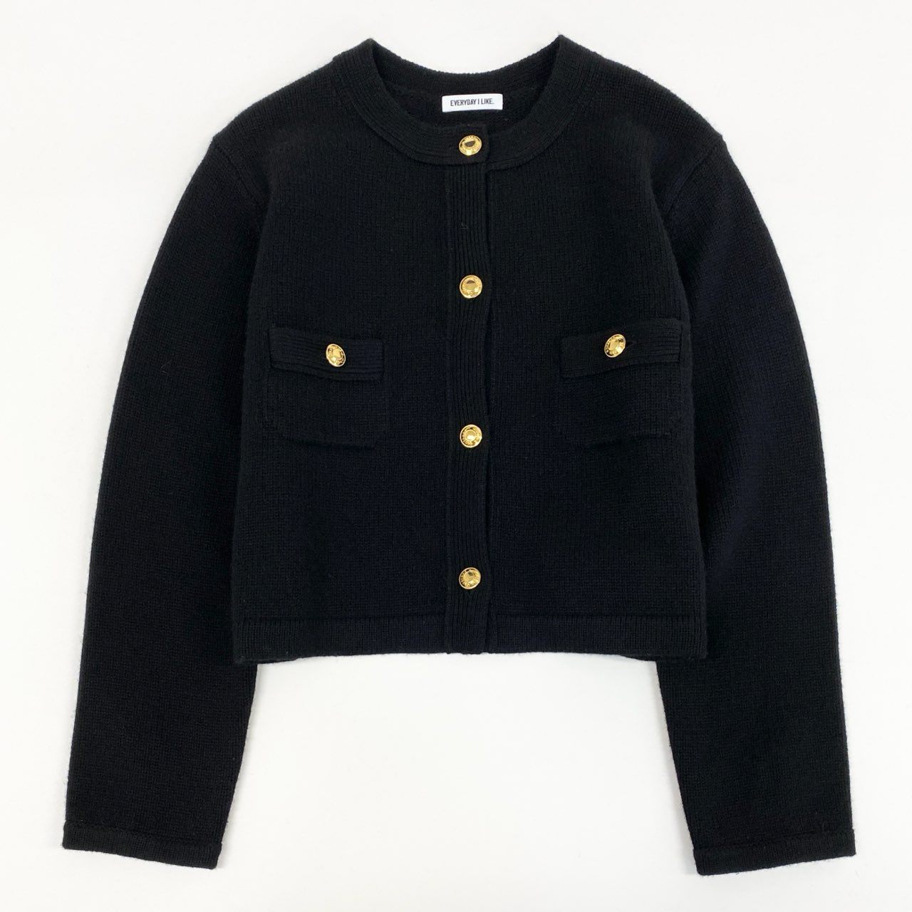 3l10《タグ付き》 Deuxieme Classe EVERYDAY I LIKE エブリデイアイライク カシミヤブレザー ニットカーディガン 金ボタン 22-010-520-8060 サイズF ブラック カシミヤ100% レディース