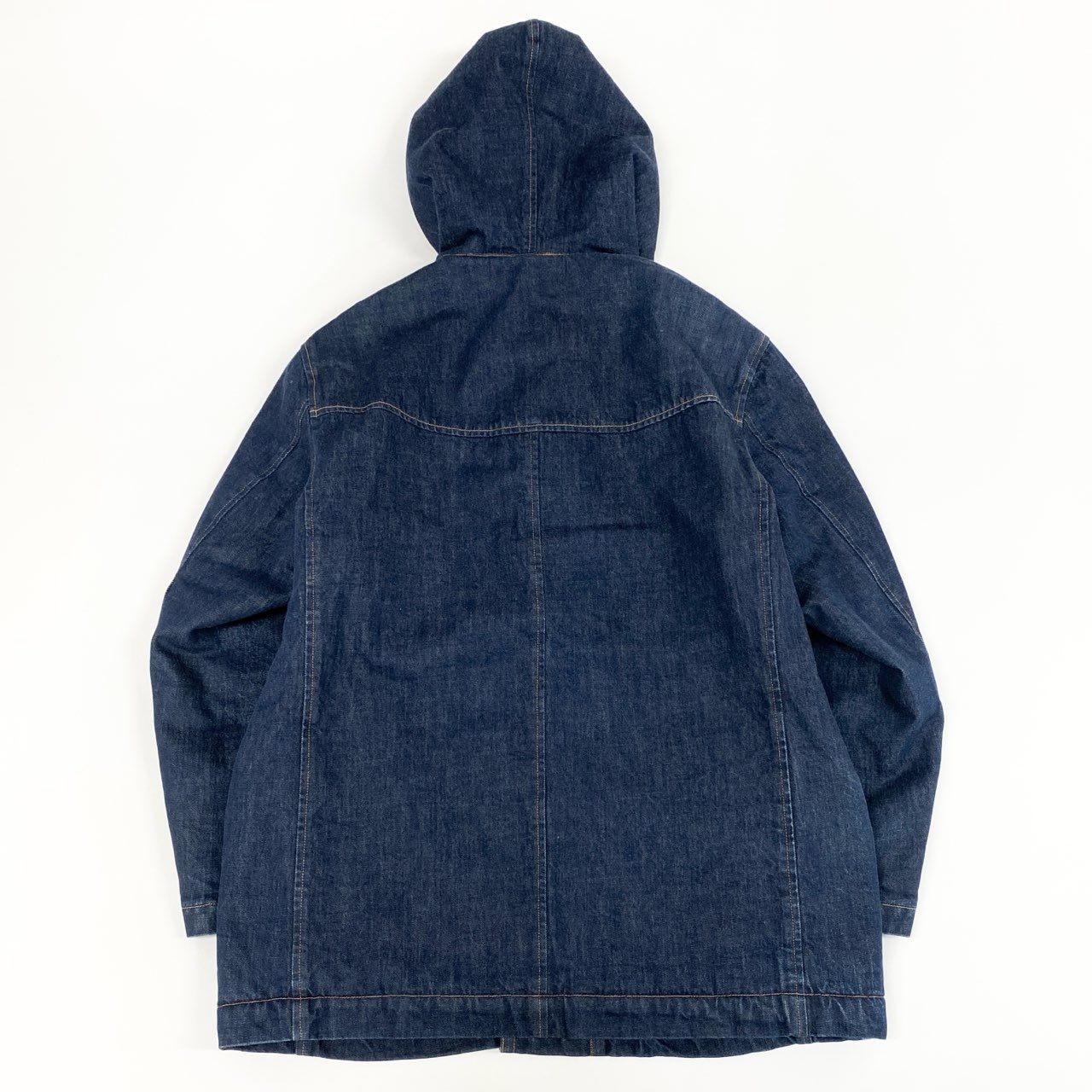 17e7 Papas パパス デニム ダッフルコート ロゴ刺繍 トグルボタン アウター フーディ カバーオール 50 Lサイズ インディゴ コットン
