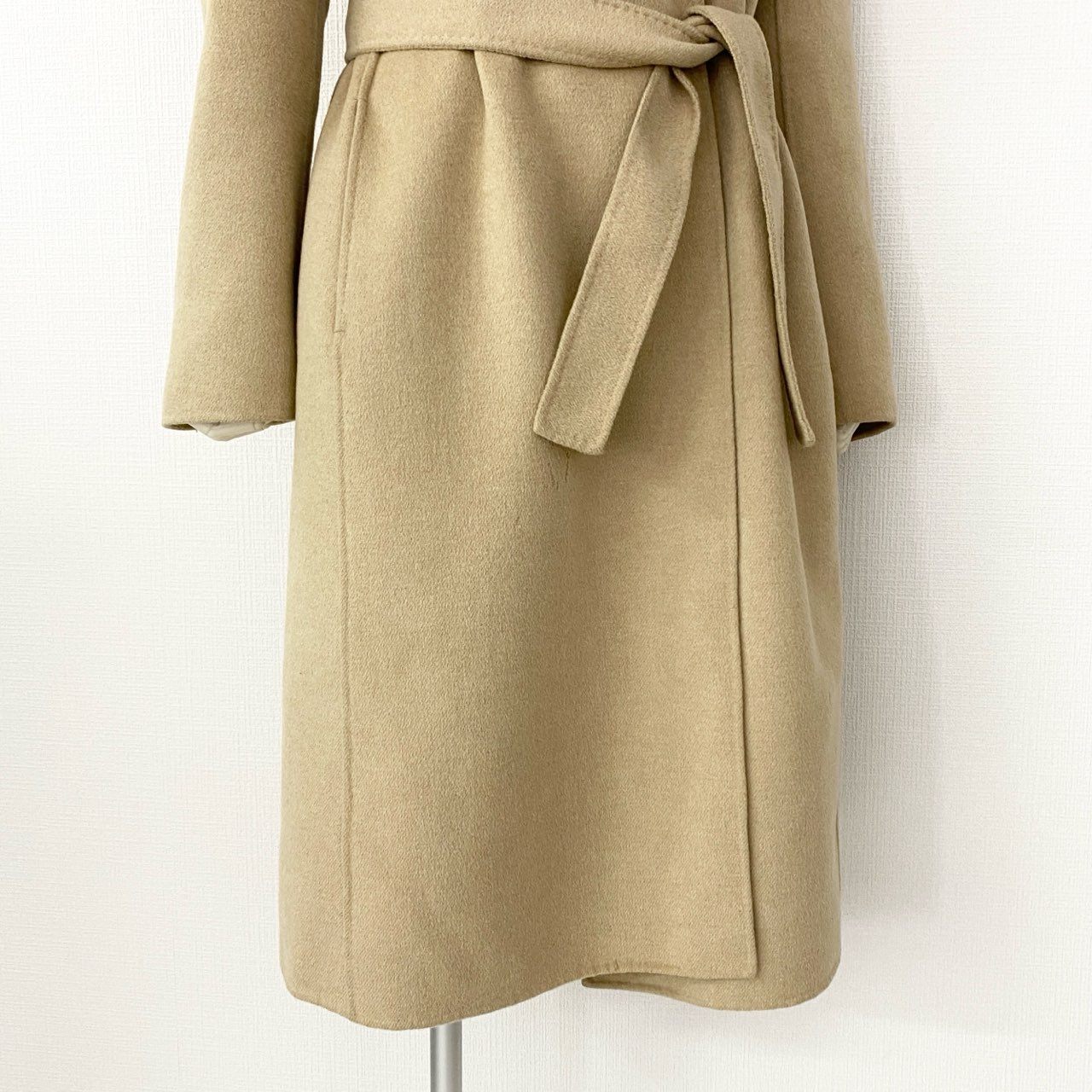 34d22 Max Mara マックスマーラ クチートアマーノ ベルテッドコート ロングコート 60160179 サイズ40 ベージュ アンゴラウール レディース