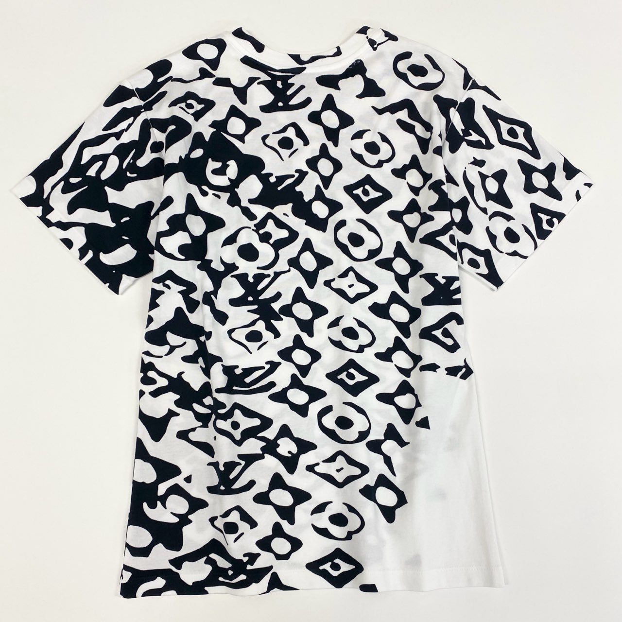 63k20 LOUIS VUITTON ルイヴィトン × URS FISCHER ウルスフィッシャー 21AW LV UF コラボTシャツ モノグラム S ホワイト ブラック カットソー 半袖TEE イタリア製