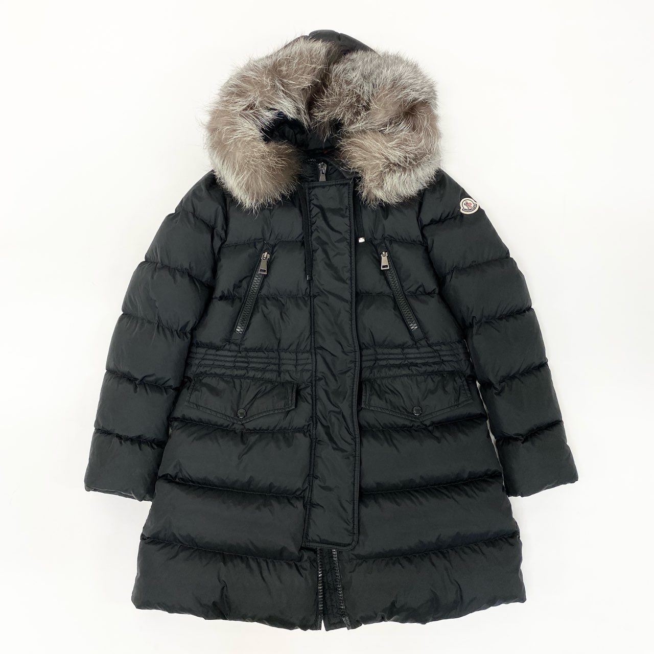 65j9 《美品》 MONCLER モンクレール APHROTI アフロティ ダウンコート I20931B51002 3 ブラック シルバーフォックス ロングダウンジャケット 毛皮t18r