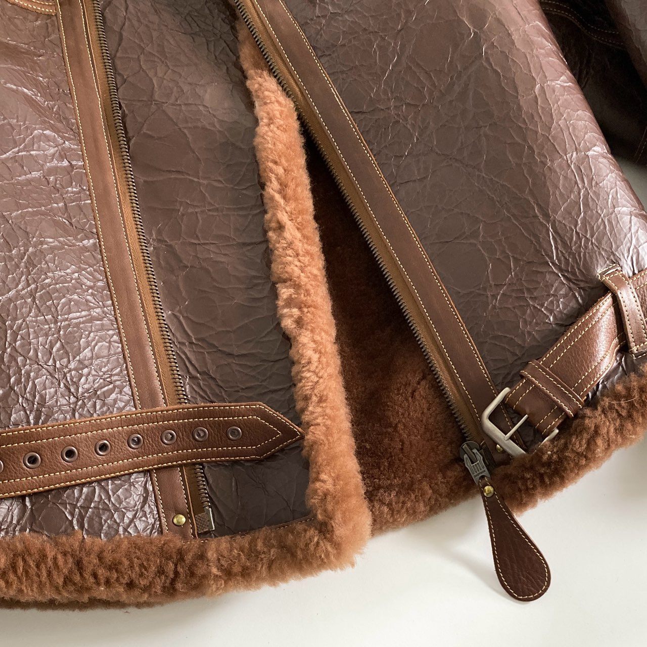 31d12 EASTMAN LEATHER CLOTHING イーストマンレザー R.I.F フライトジャケット ムートンジャケット 36 ブラウン メンズ flying jacket