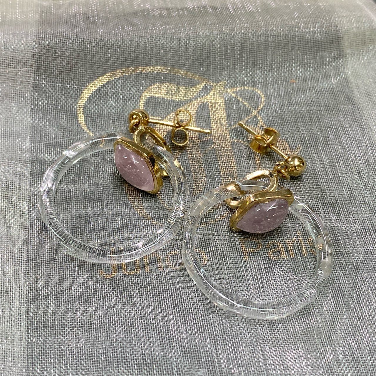 c26 定価¥16,500 JUNCO Paris ジュンコパリ リングピアス ゴールド クリア ピンク アクセサリー イヤリング イヤーカフ