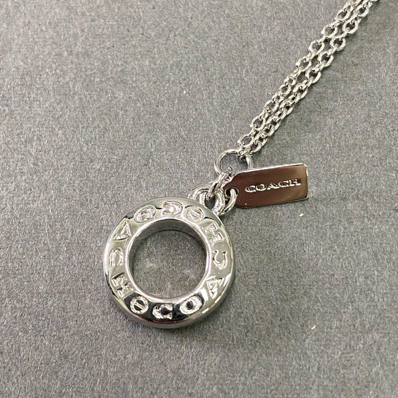 d22 《美品》 COACH コーチ マンテル 2連 チェーンブレスレット F54515 シルバー サークル アクセサリー ジュエリー 箱付き