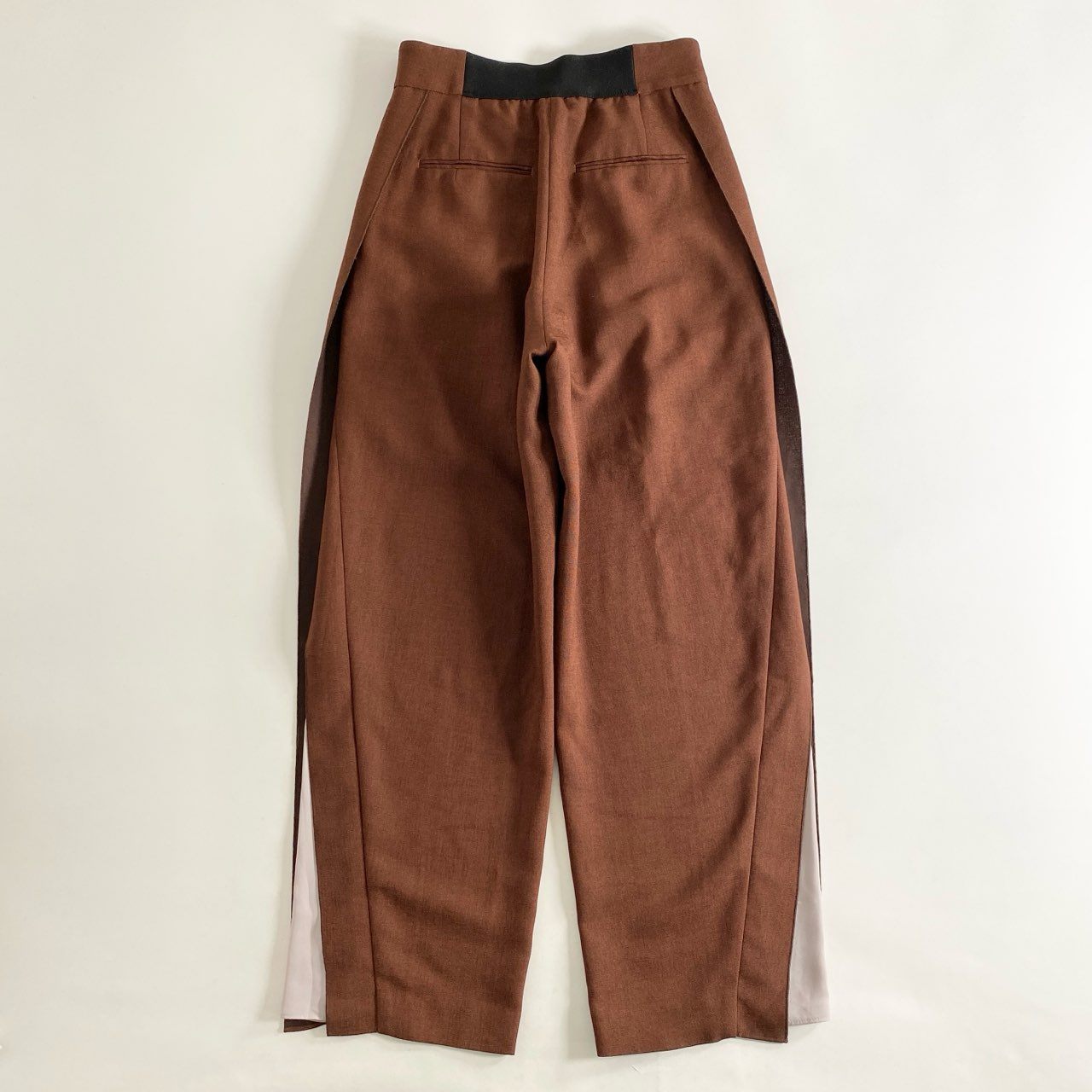 44i13 ADORE アドーア ギマオックスサイドシフォンパンツ ワイドパンツ 531-2230607 サイズ36 赤茶色 ポリエステル100%