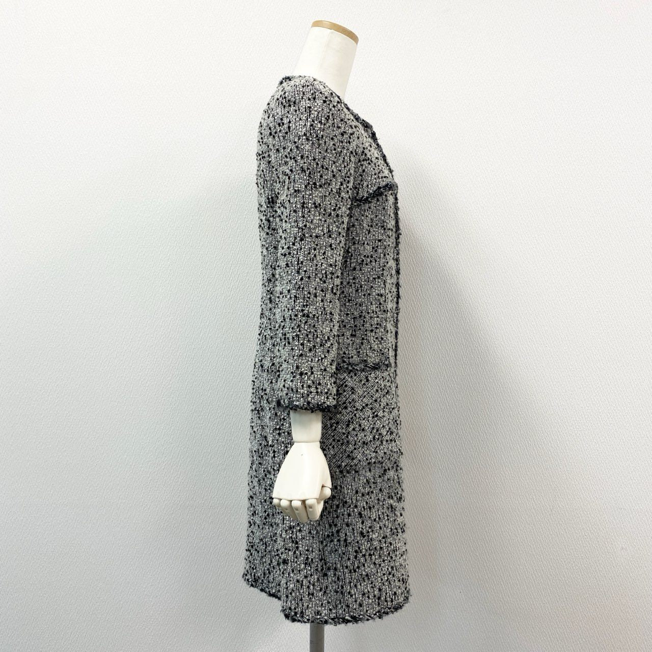 65g18 Rene ルネ ノーカラー ツイードコート TISSUE 日本製 アウター セレモニー◎ フォーマル◎ 34 グレー レディース
