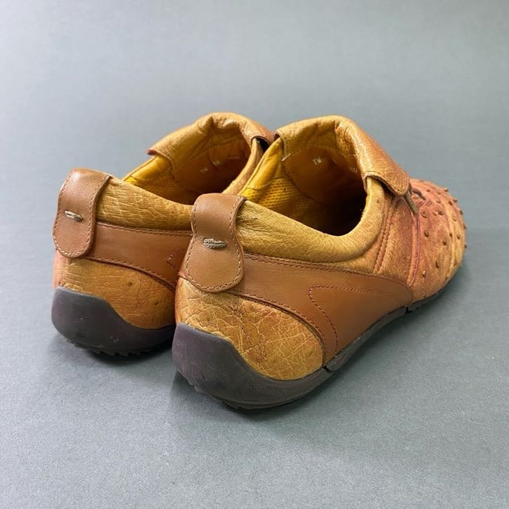 7d2 《希少》 Salvatore Ferragamo サルヴァトーレ フェラガモ オーストリッチ スニーカー 9 茶系 レザー FLORENCE フローレンス イタリア製