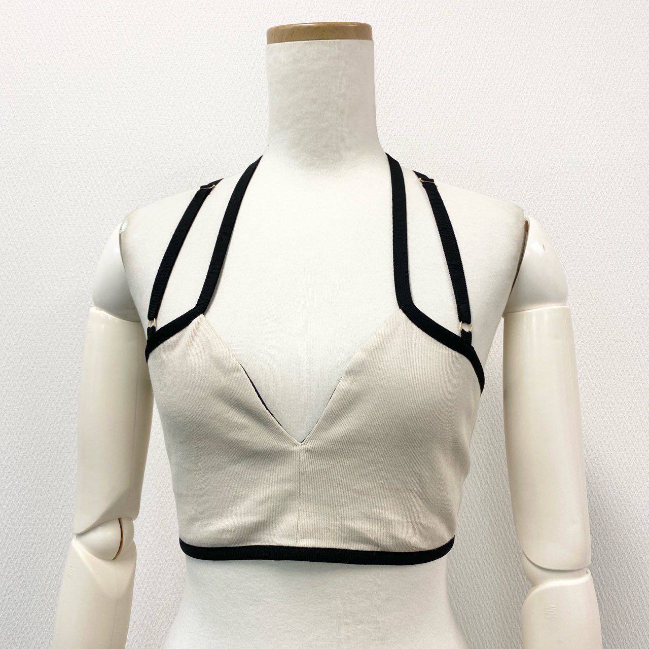 41h24《美品》 FUMIE TANAKA フミエタナカ cross bustier ビスチェ トップス 24ss FREE ブラック アイボリー レディースu02t