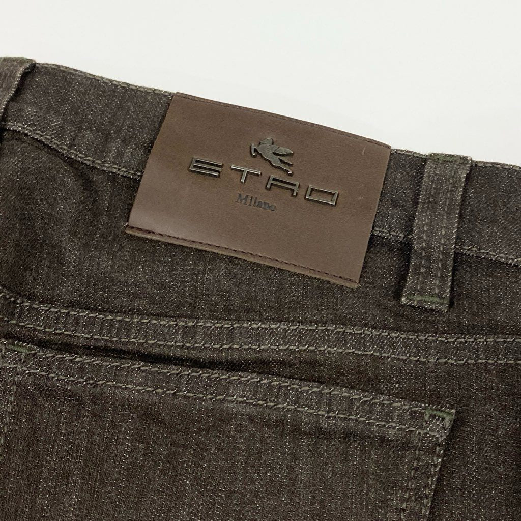 7f8 《新品保管品》 ETRO エトロ デニムパンツ カラーデニム ボトムス 6ポケット 34 ブラウン系 コットン ポリウレタン メンズ 紳士服 イタリア製
