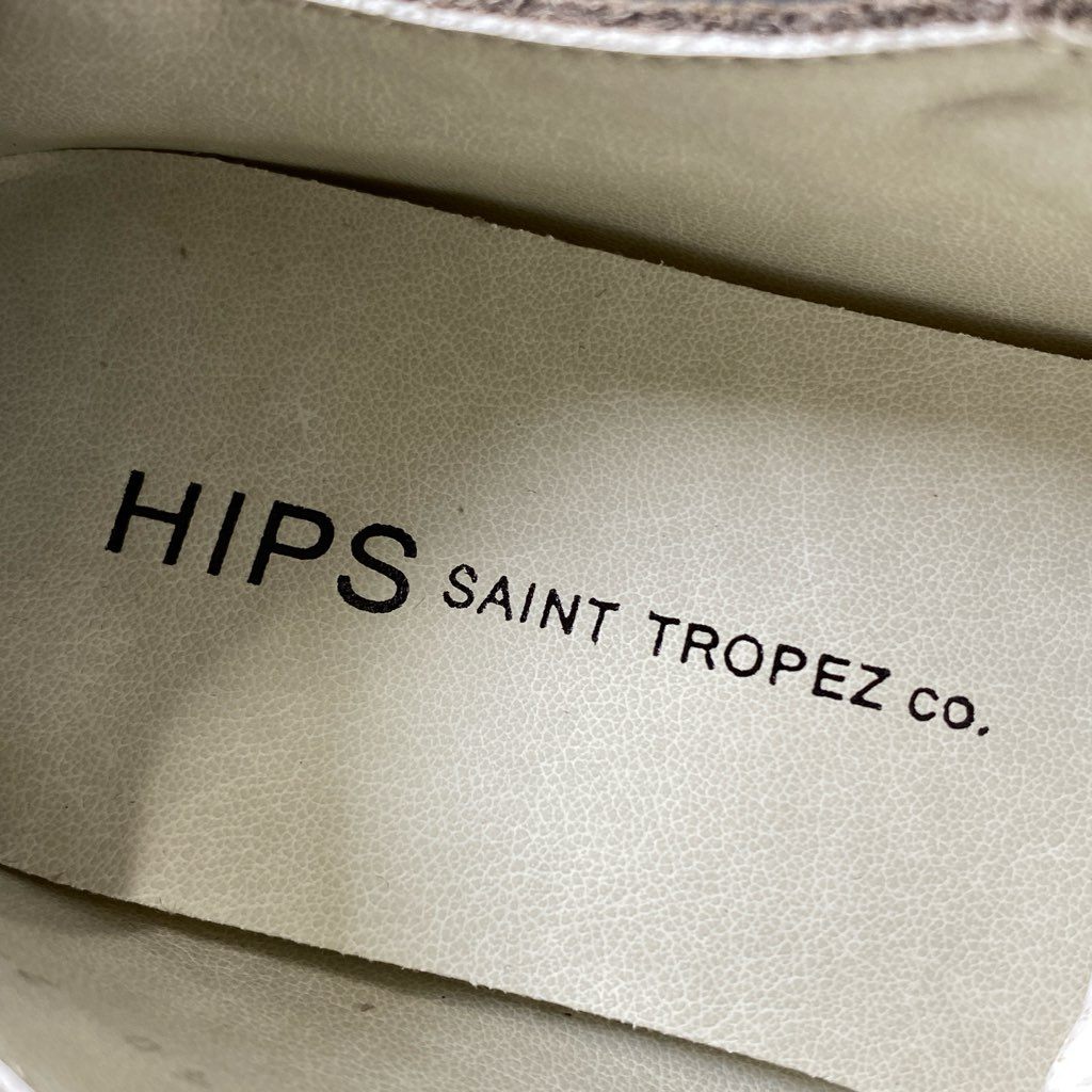 2f29 未使用品 HIPS SAINT TROPEZ ヒップス レザーシューズ スリッポンシューズ 革靴 23.5 ベージュ レザー レディース 婦人靴