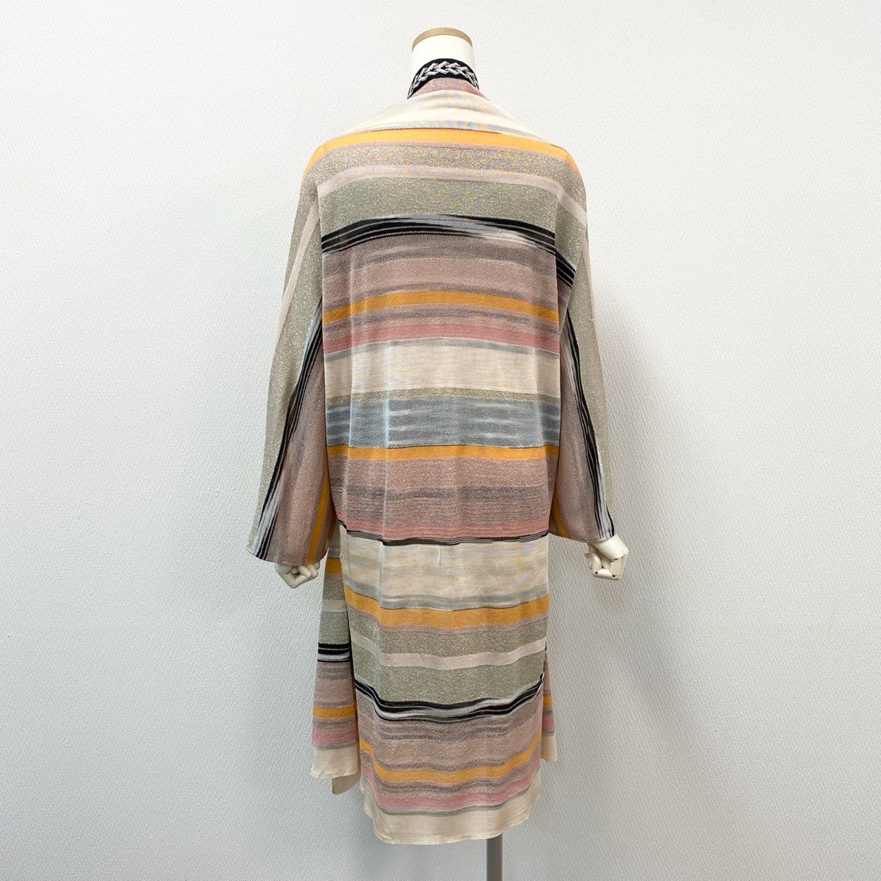 76i12 MISSONI ミッソーニ イタリア製 ロング ケープカーディガン 羽織 ラメ マルチカラー レディースk02i