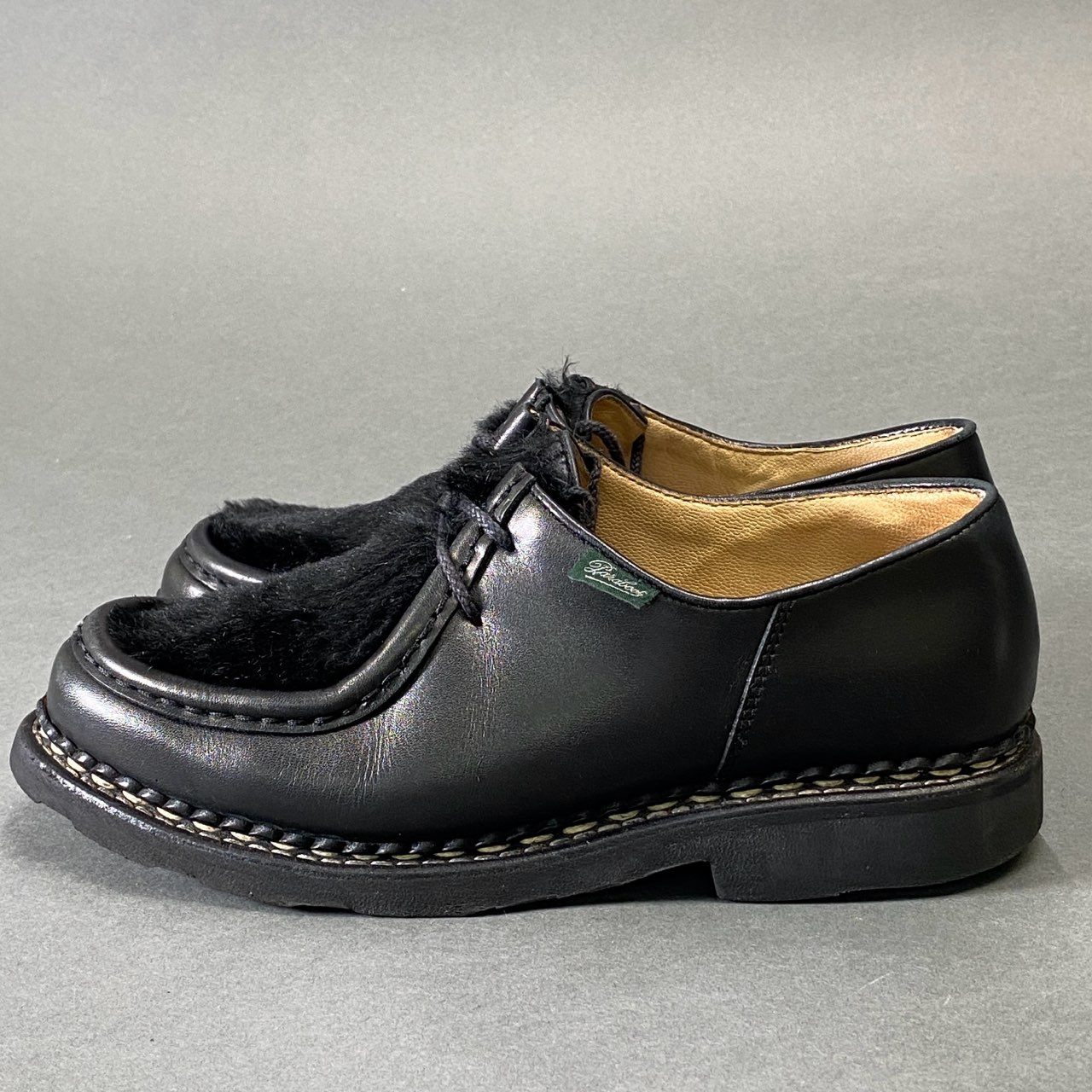 1g28 Paraboot パラブーツ MICHAEL ミカエル チロリアンシューズ 4 1/2 ブラック レザー ハラコ 革靴