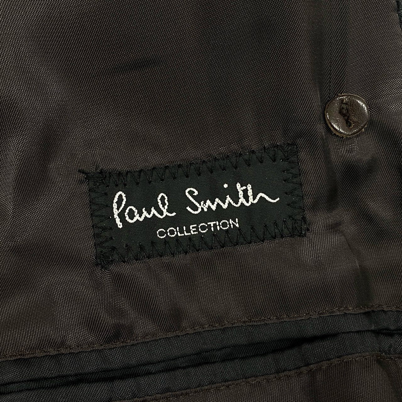 77d30 Paul Smith COLLECTION ポールスミスコレクション カウレザー ベルテッドロングトレンチコート アウター バイカラー Lサイズ ブラウン ブラック 牛革