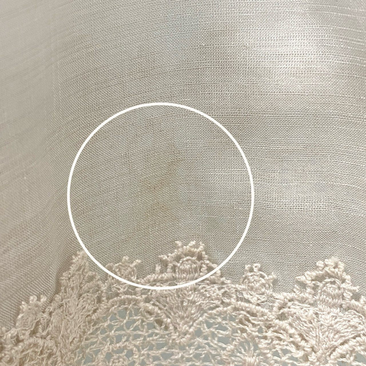 69c2 TOKUKO 1er VOL トクコプルミエヴォル シアーブラウス ノーカラーシャツ 七分袖 レース装飾 レディース 女性服 サイズ9 ホワイト系 ポリエステル100%u02t