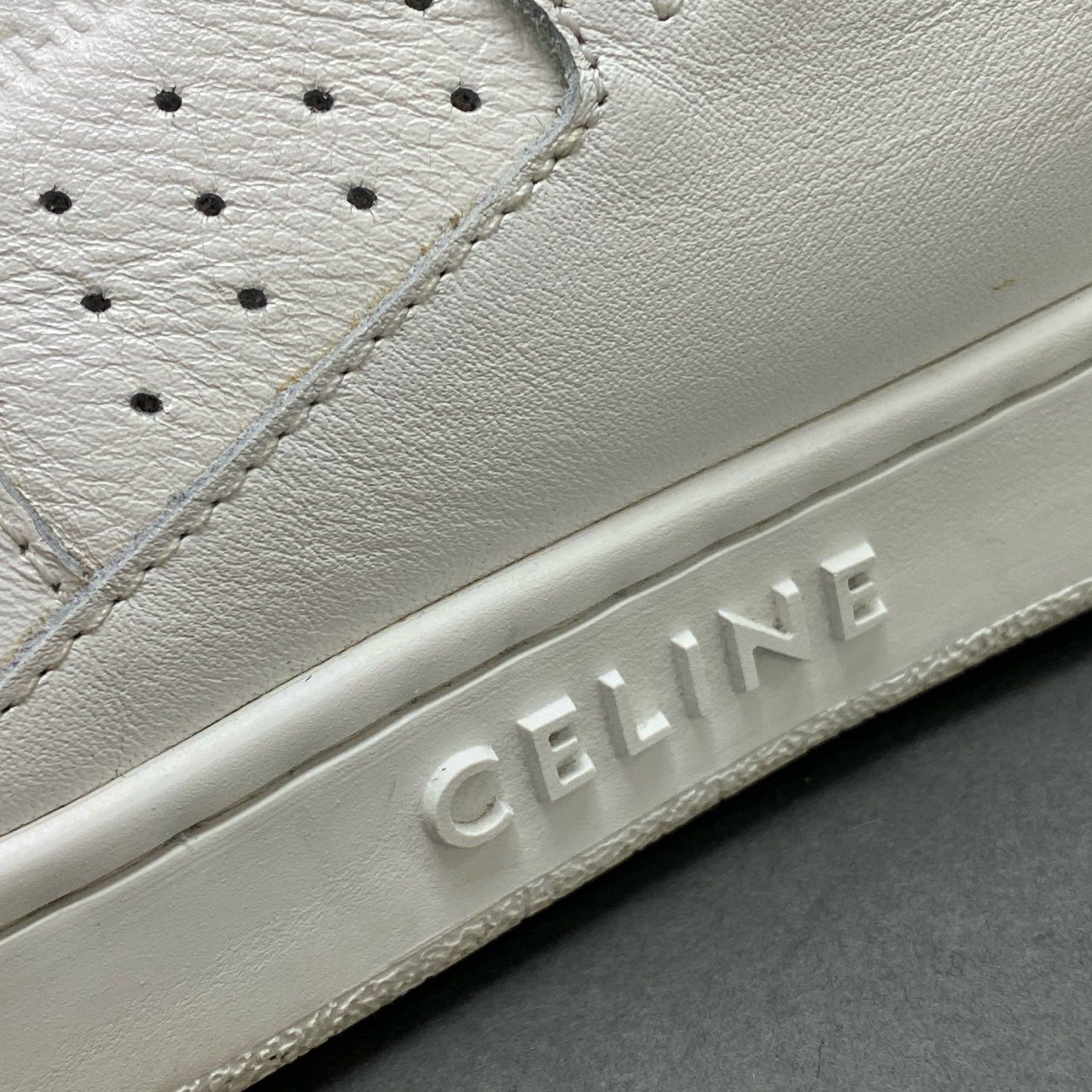 3c26 CELINE セリーヌ CT-02 ベルクロストラップ ミドルカット スニーカー 39 ホワイト レザー シューズ