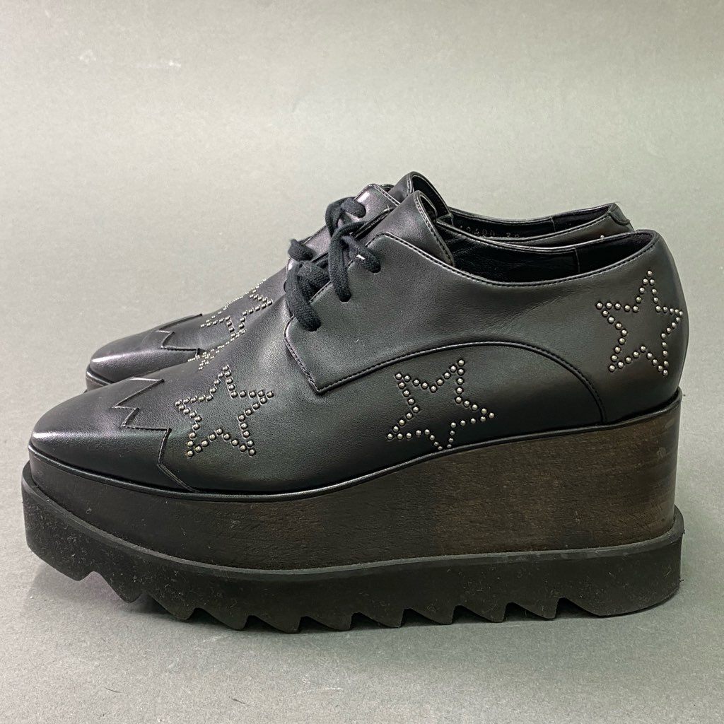 5e10 STELLA McCARTNEY ステラマッカートニー ELYSE エリスシューズ プラットフォーム 厚底シューズ スタースタッズ サイズ38 ブラック レザー レディース