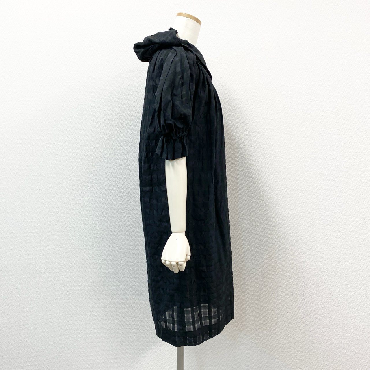 82f24 Vivienne Westwood RED LABEL ヴィヴィアンウエストウッド レッドレーベル シャツワンピース 半袖ワンピース チェック柄 ロングワンピース サイズ2 ブラック レディース 女性用