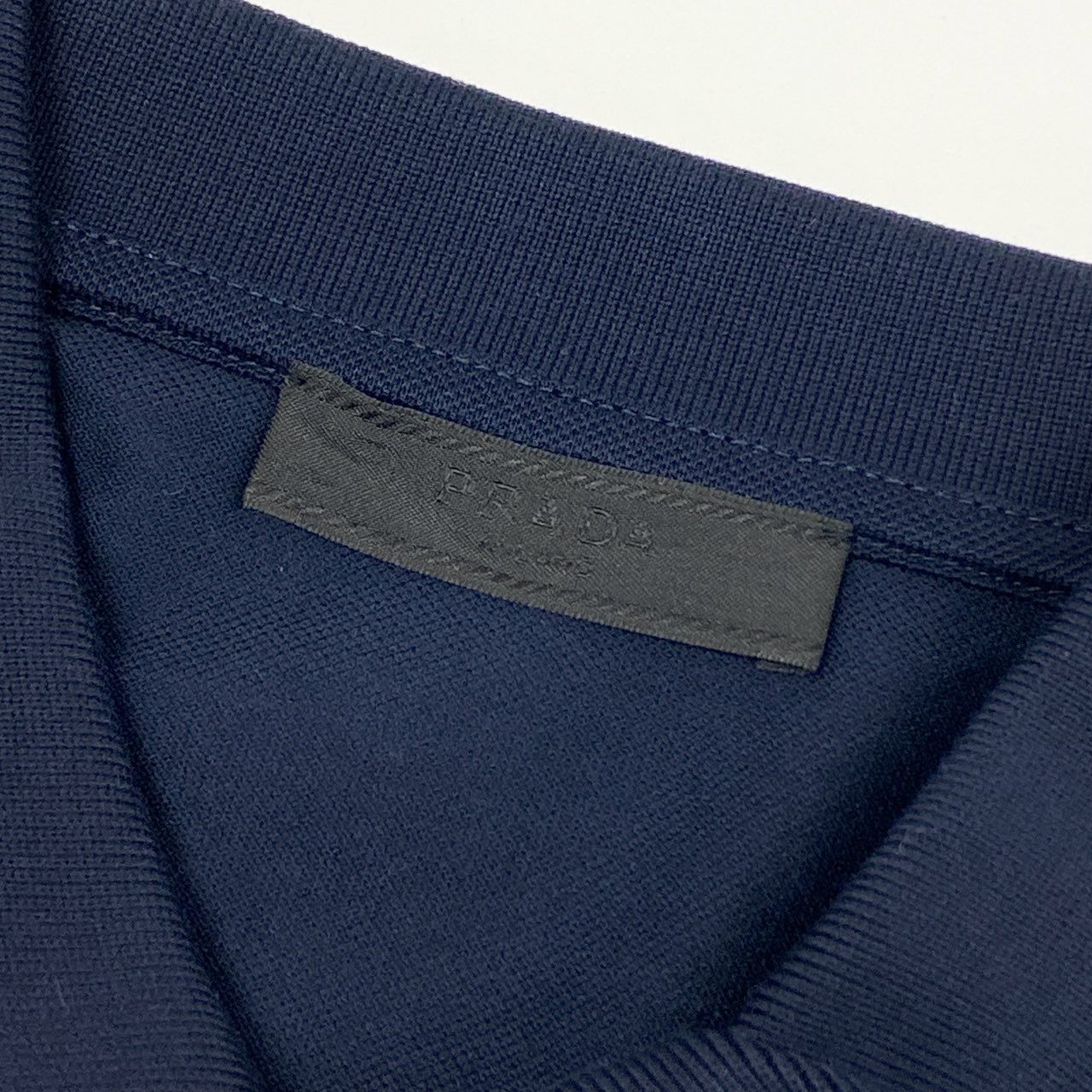 33k28① 《美品》 PRADA プラダ 半袖ポロシャツ コットンシャツ カットソー 鹿の子 薄手 メンズ DNA497 XS ネイビー 綿100