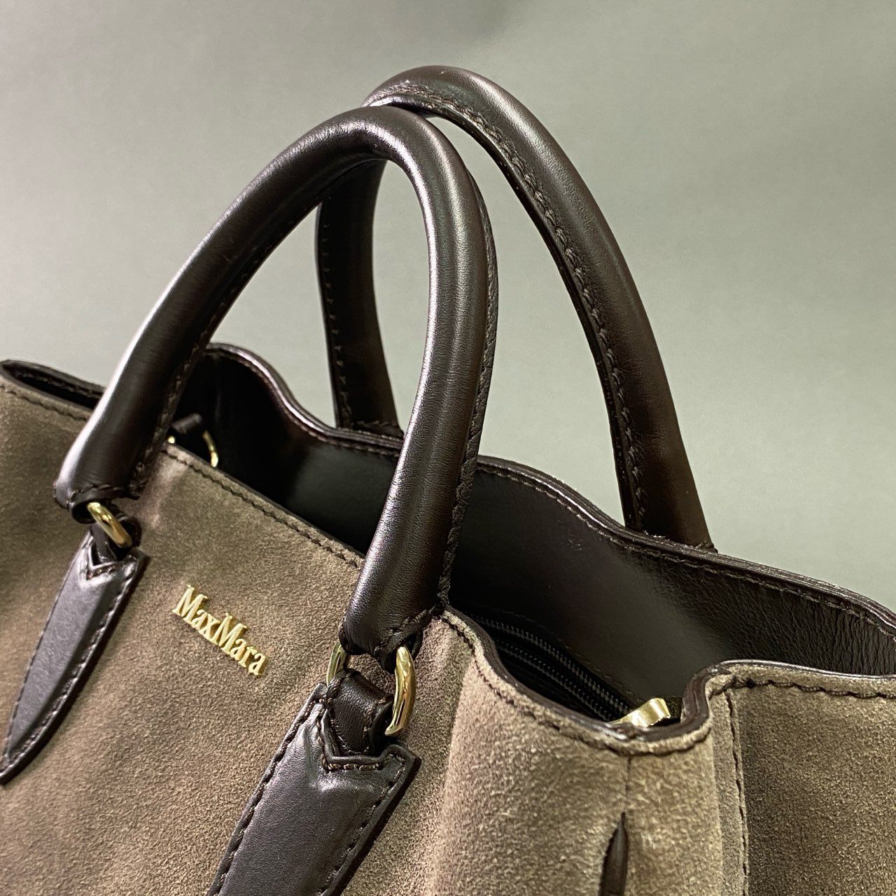 Cb10 Max Mara マックスマーラ 2WAY スエードレザー ショルダーバッグ ブラウン Leather ハンドバッグ 鞄 イタリア製