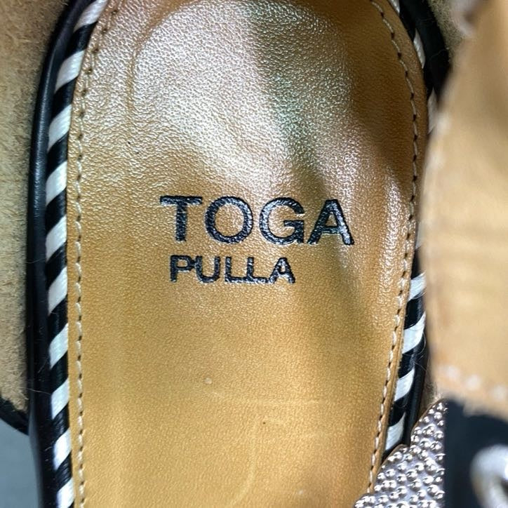4f4 《極美品》 TOGA PULLA トーガ プルラ プラットフォーム メタルコンチョ パンプス 37 ブラック レザー シューズ Metal Pumps