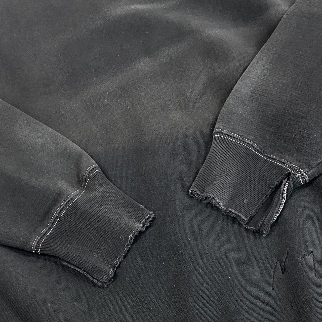 34j28 ANCELLM アンセルム 22SS DAMAGE SWEAT SHIRT ダメージ加工 スウェットトレーナー プルオーバー  ANC-CT08 ワンサイズ ブラックo07t