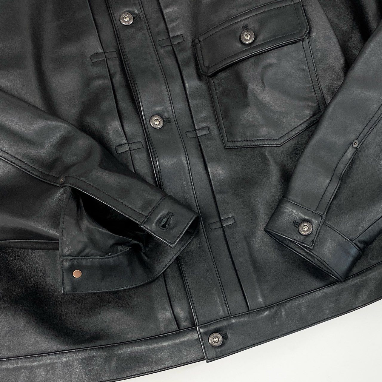 1g2 《美品》 Schott ショット SHEEP LEATHER 1st TRACKER JACKET 782-3950128 XL ブラック シープレザー トラッカージャケット ラムスキン