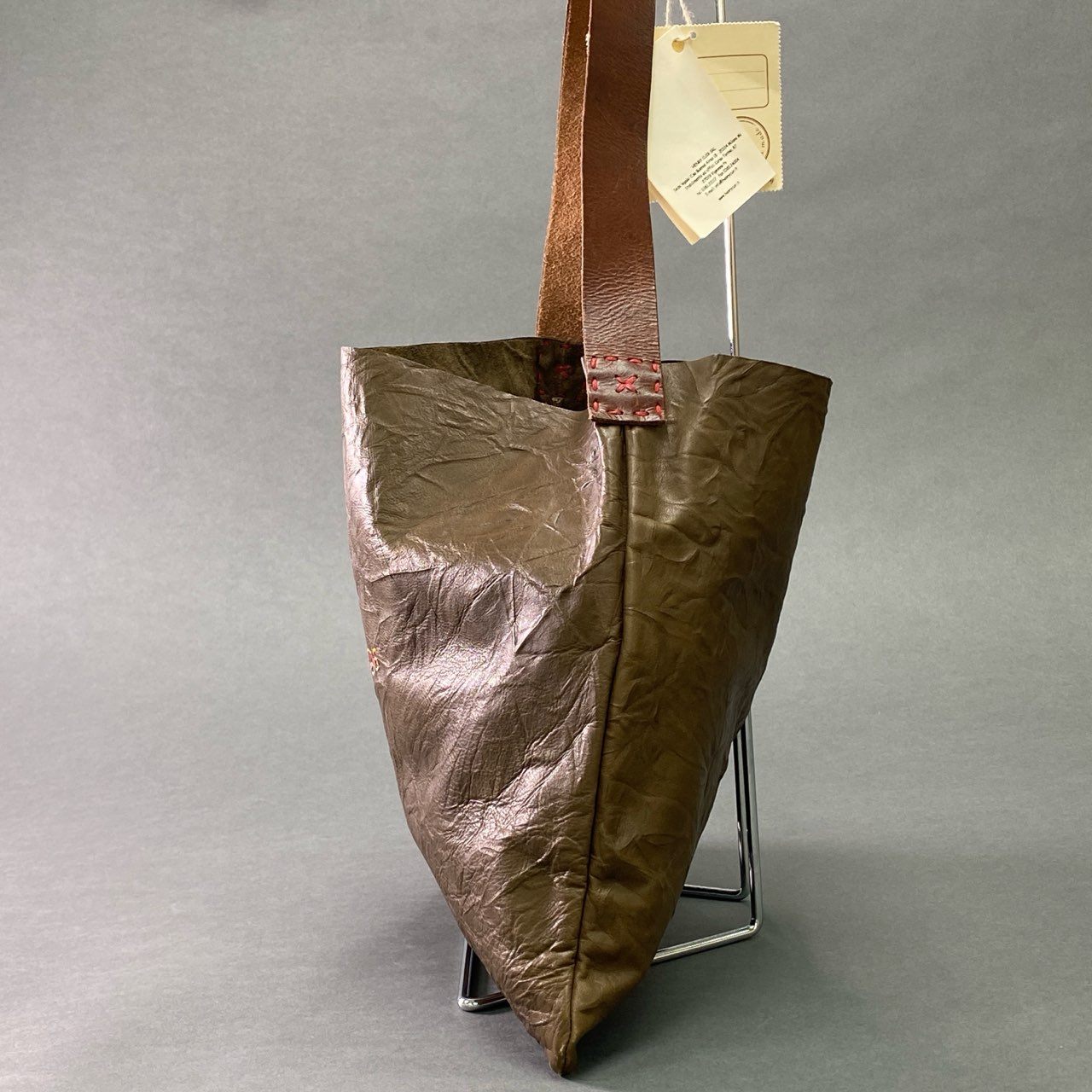 Ac6 HENRY CUIR アンリークイール リバーシブル レザーバッグ カーキ Leather カバン 保存袋 タグ付き