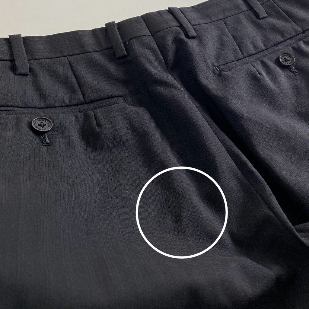 83h27 BURBERRY BLACK LABEL バーバリーブラックレーベル スリーピース シングルスーツ ビジネススーツ セットアップ D1H06-702-09 サイズ92-76-170 38R ブラック ストライプ 羊毛100% メンズ