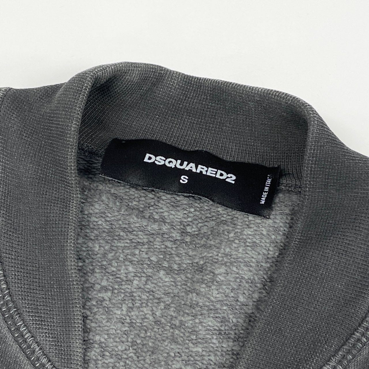 12b19 DSQUARED2 ディースクエアード ウィンテージウォッシュ コットンジャケット ブルゾン イタリア製 ダブルジップ◎ バックプリント◎ メンズ S ダークグレー 綿100
