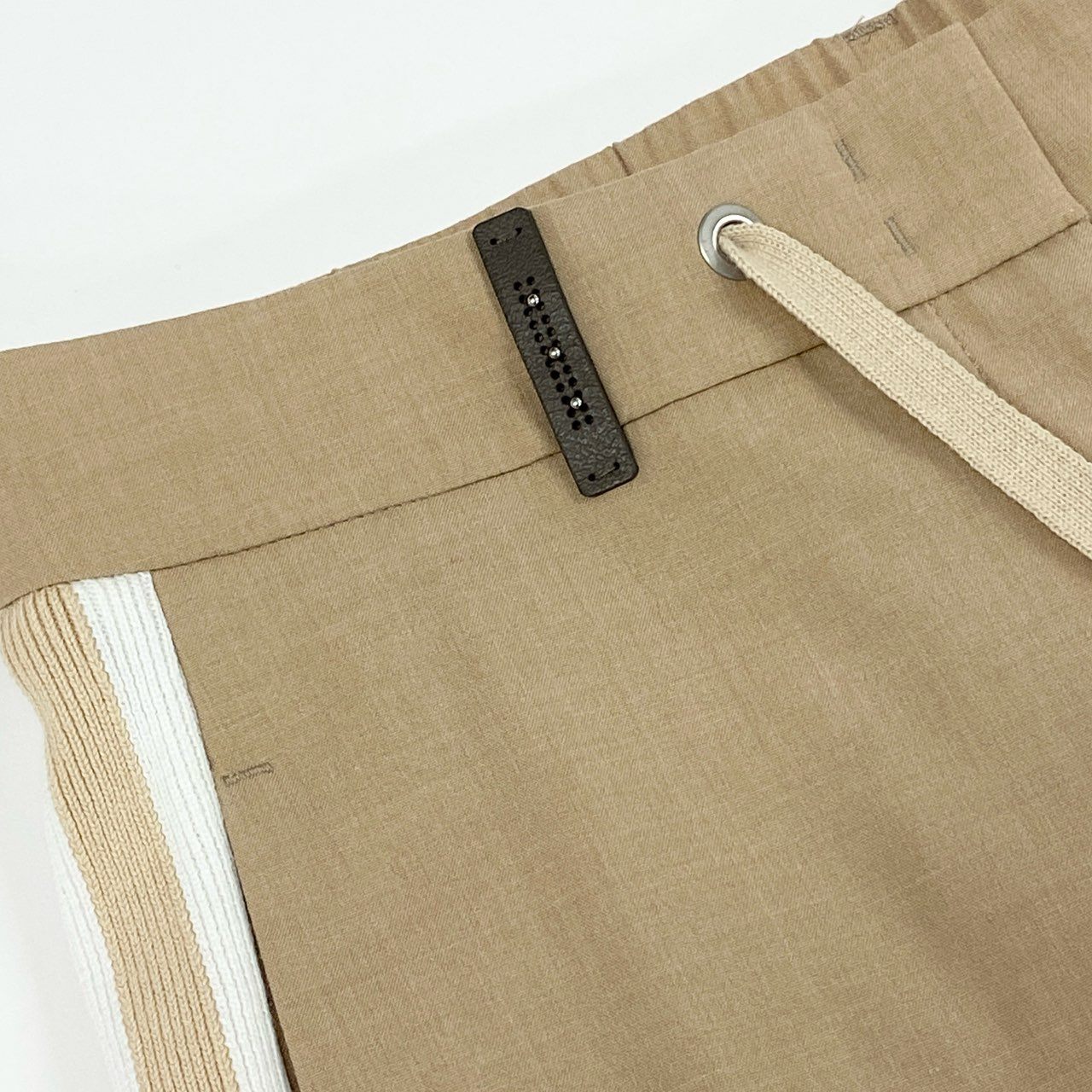 45b27 《美品》 PESERICO ペセリコ ペゼリコ イージーパンツ スラックス サイドライン ドローコード サイズ40 ベージュ レディース イタリア製