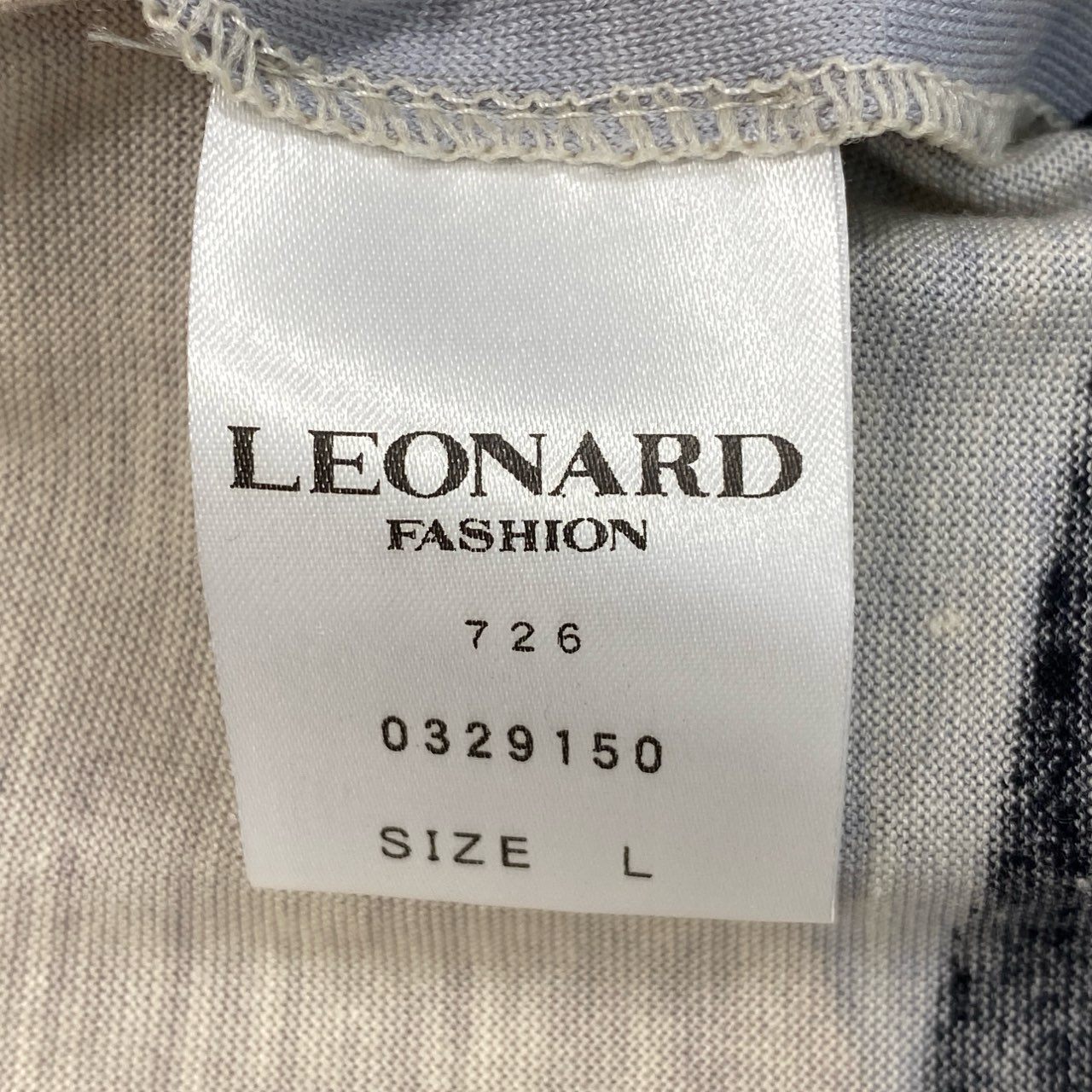 56d13 LEONARD FASHION レオナール ロングスリーブカットソー トップス 総柄プリント サイズL マルチカラー ウールシルク混 レディース 女性用o07t