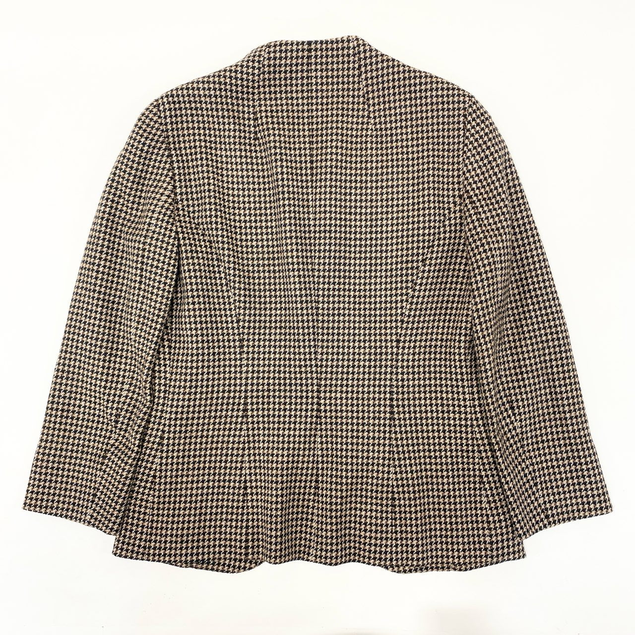 23i17 《極美品》 LARDINI ラルディーニ テーラードジャケット ノーカラージャケット ハウンドトゥース サイズ38 ブラウン レディースu02t