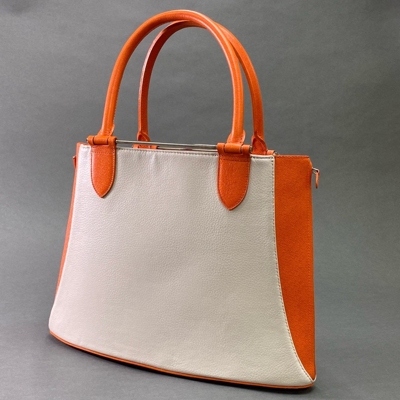 Ac6 ASPREY アスプレイ レザートートバッグ オレンジ Leather ワンショルダー カバン 高級 サイドジップ 保存袋付き