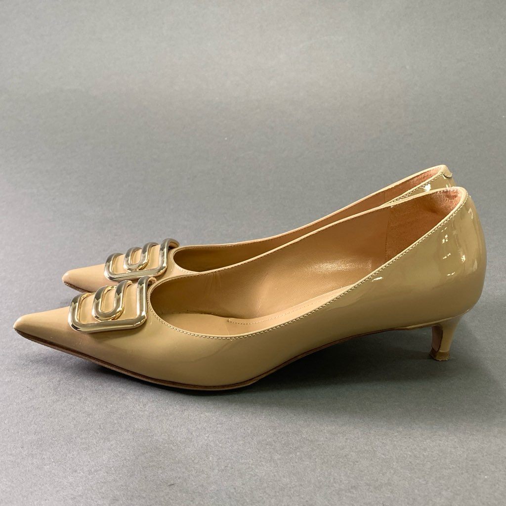 5f7 【美品】 イタリア製 PELLICO ペリーコ パテントレザー ポインテッドトゥ パンプス サイズ36 ベージュ レディース 女性用