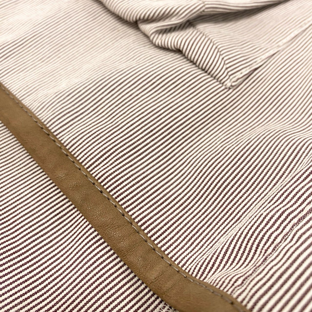23i17 BRUNELLO CUCINELLI ブルネロクチネリ レザーパイピング フレアスカート ミニスカート 台形スカート サイズ38 アイボリー系 コットン レディース イタリア製u02t