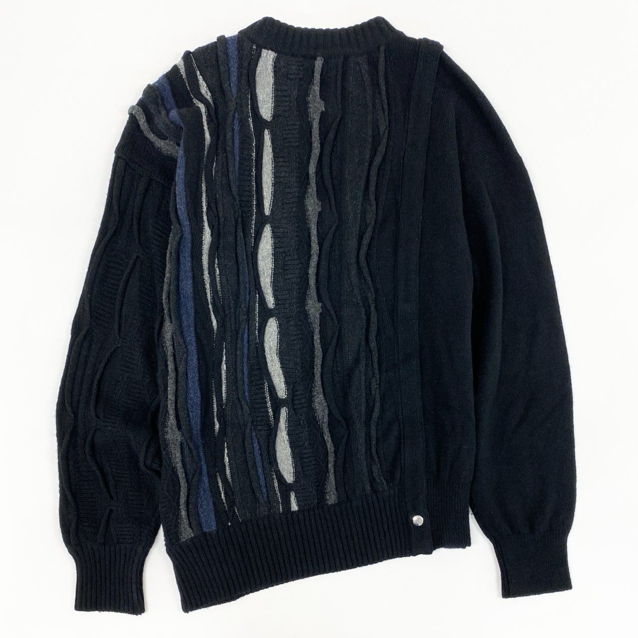 40c29 Tamme タム SLIT 3D KNIT ニットプルオーバー 裾スリット 凹凸生地 厚手ニット セーター 22A0060 Ⅱ ブラック グレー ネイビー