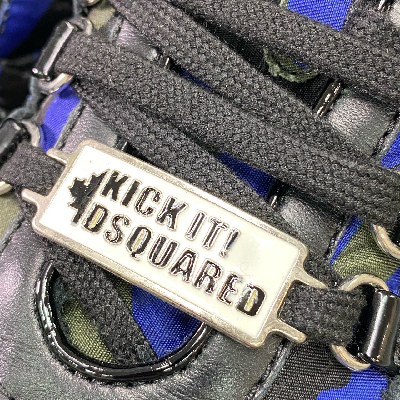 4c18 DSQUARED2 ディースクエアード 551 迷彩 レオパード柄 ローカットスニーカー シューズ ロゴプレート カモフラ 43 ブラック ブルー グリーン