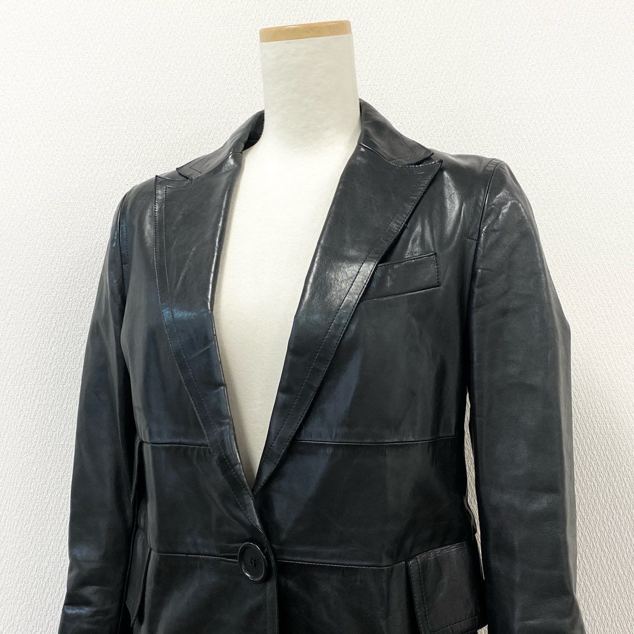 3f2 イタリア製 CoSTUME NATIONAL コスチュームナショナル レザーコート ロングコート アウター サイズ40 ブラック 牛革 レディース 女性用