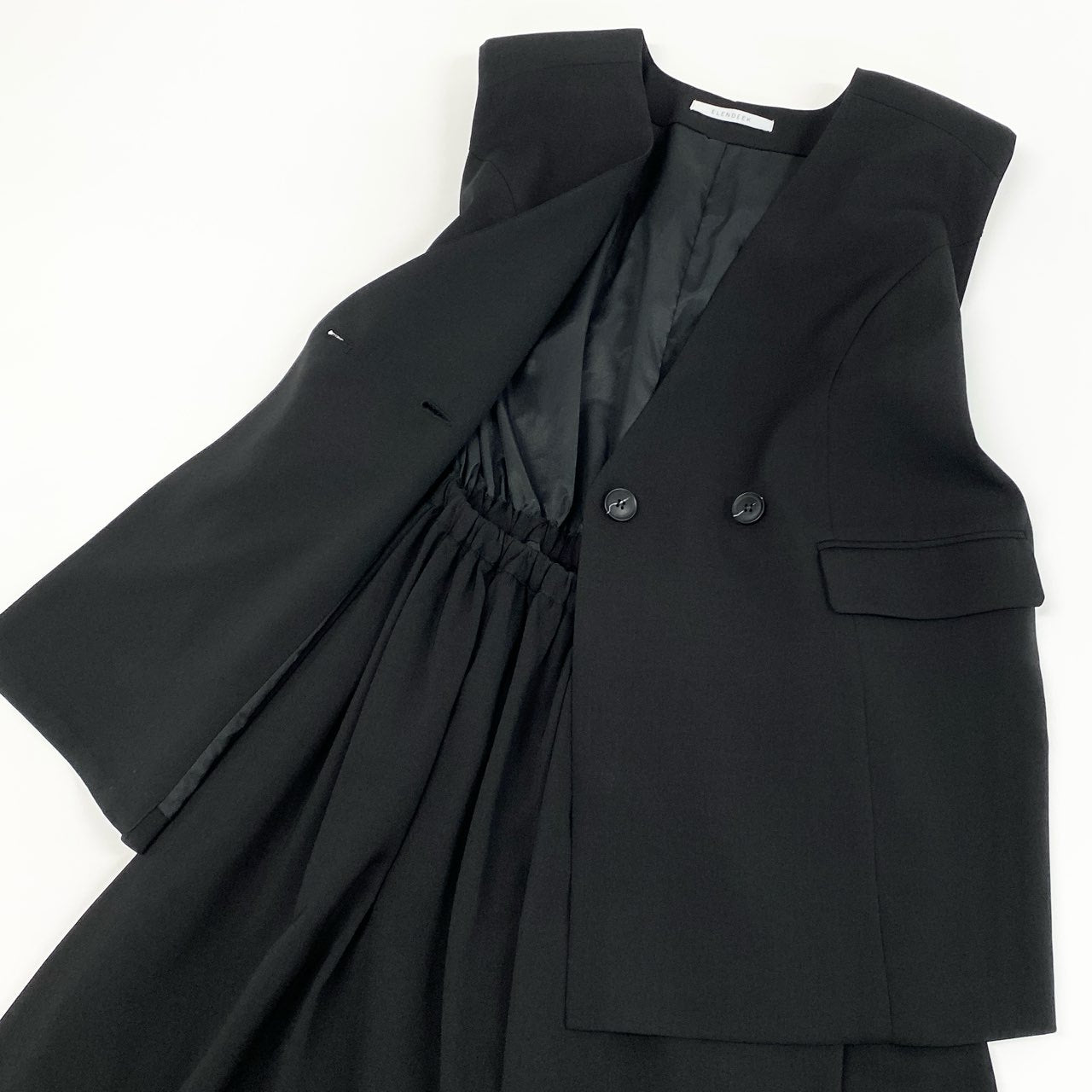 41a23 《美品》 ELENDEEK エレンディーク 24AW コンビネーション ジレワンピース 1 ブラック ドレス DRESS ONE PIECE