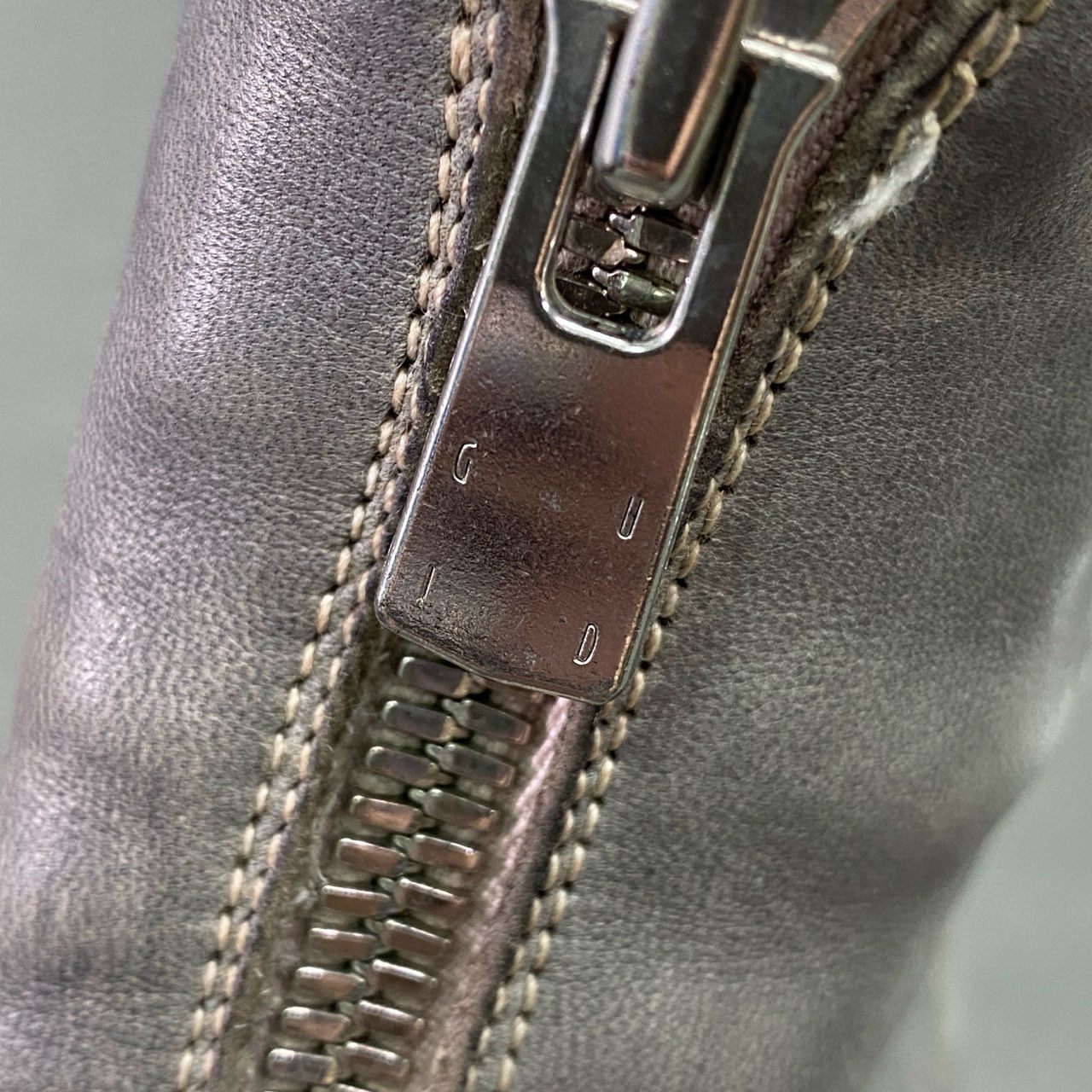 2c21 GUIDI グイディ PL1 フロントジップ ヴィンテージブーツ 37 / 24cm相当 グレー レザー 定番モデル シューズ イタリア製