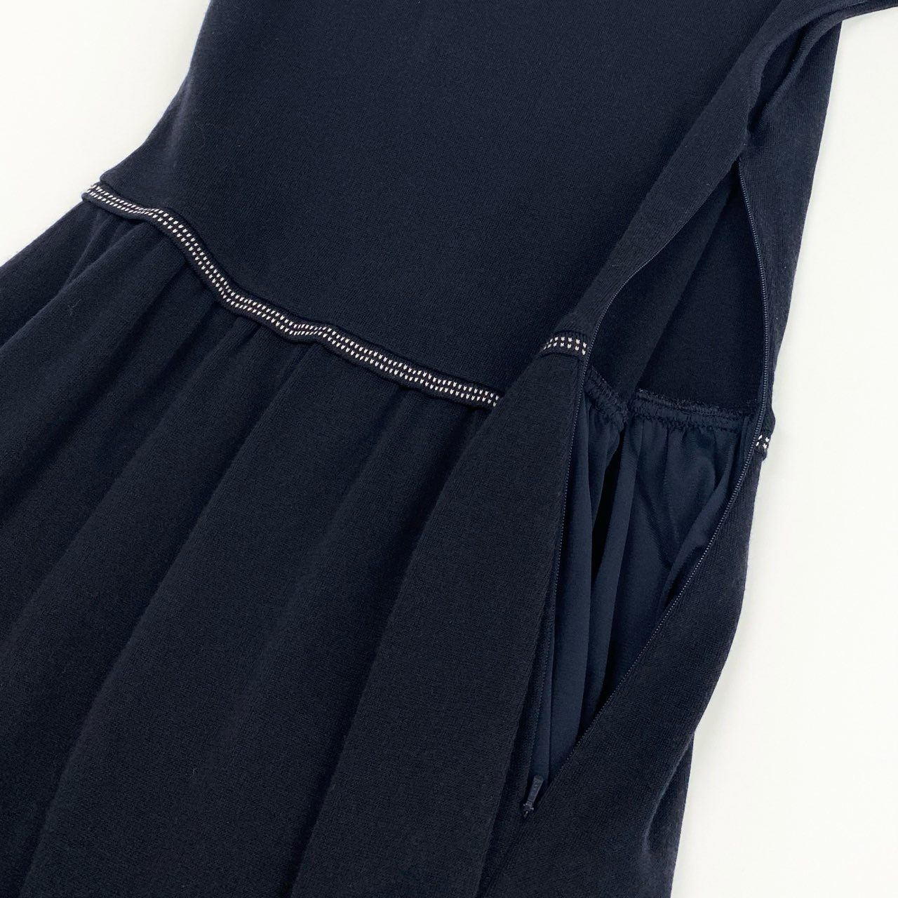 69k20 FOXEY フォクシー Garlara Dress ノースリーブニットドレス ワンピース 35851 38 ミッドナイトブルー 日本製