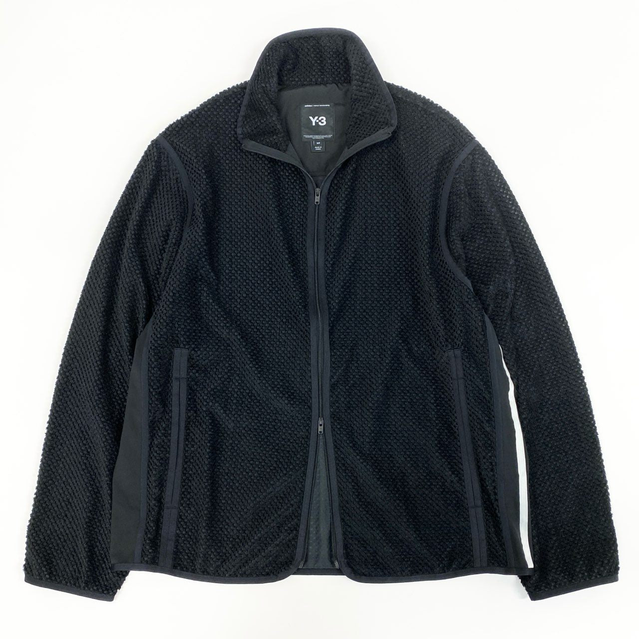 14f12 Y-3 ワイスリー アディダス ヨウジヤマモト WAFFLE WA SHIRT ワッフルワープニットジャケット ブルゾン オーバーサイズ メッシュ IW7496 Sサイズ ブラック 画像参照 メンズ