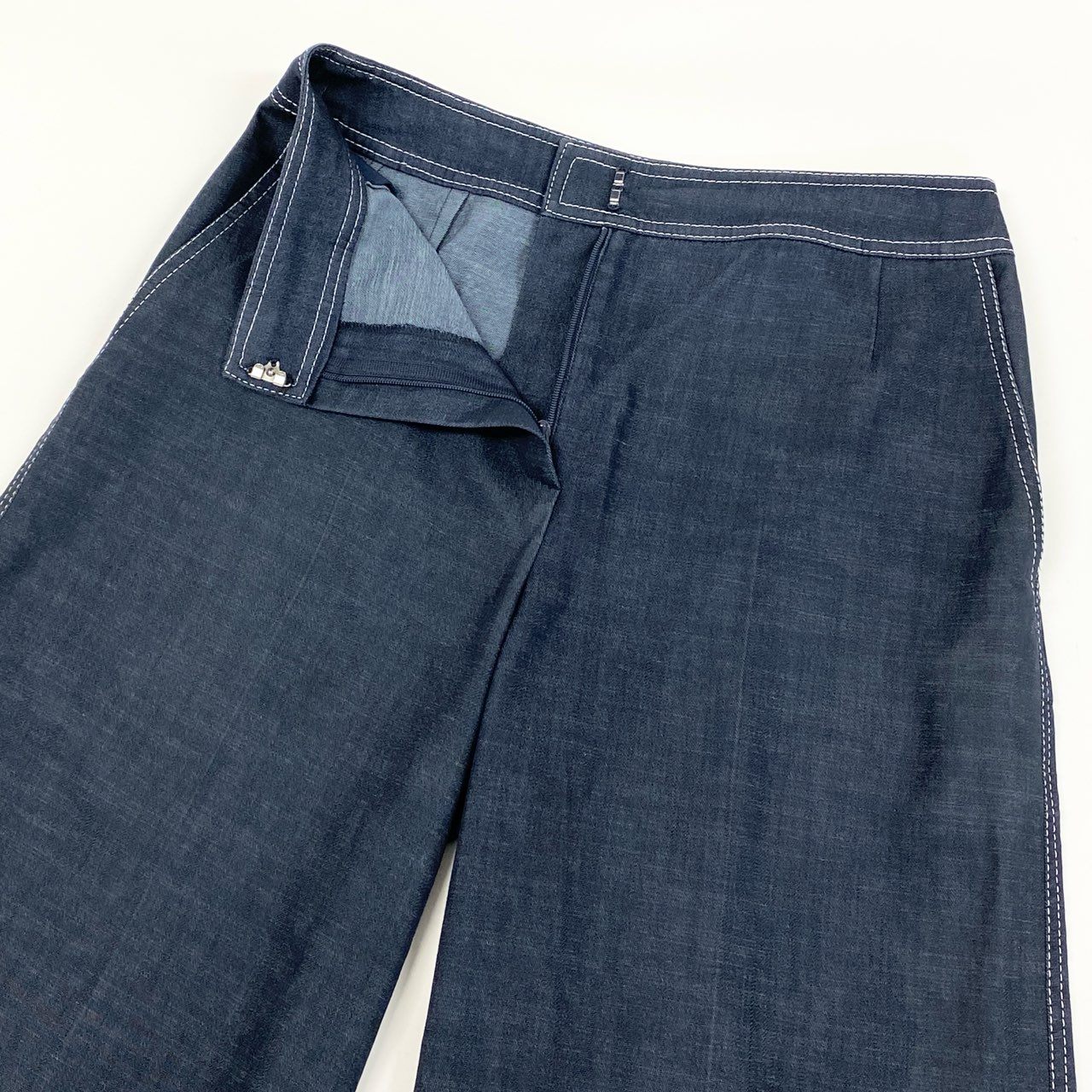 80g23 Rene ルネ ワイドパンツ ストレートパンツ デニム ボトム 薄手 春夏 レディース 女性用 6825050 34 ネイビー