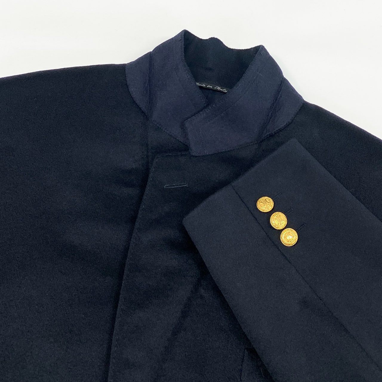 28f14 《美品》 CELINE HOMME セリーヌ オム マカダム金ボタン ヴィンテージ カシミヤ100% ブレザー 52 ネイビー テーラード スーツ イタリア製