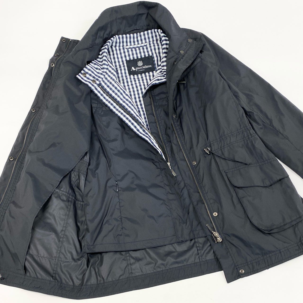 58i11 Aquascutum アクアスキュータム 2点セット ナイロンジャケット ドロストジャンパー ベスト ジレ ライナー付き レディース 女性用 1454100-39 12 ブラックu02t