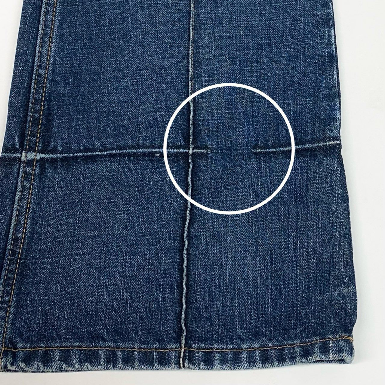 Ib10 YVESSAINTLAURENT イヴサンローラン センターシーム ストレートデニムパンツ YSLエンボスロゴ 46サイズ インディゴ コットン100% レディース 女性用k02i