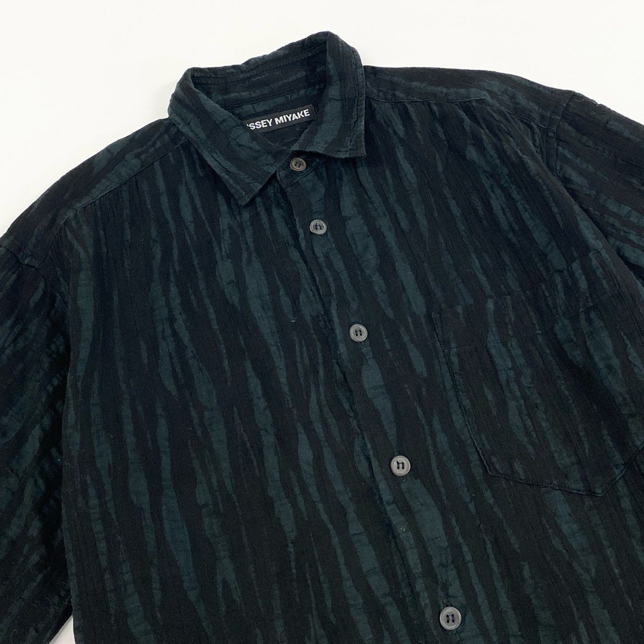 43e12 ISSEY MIYAKE イッセイミヤケ 半袖シャツ 総柄シャツ トップス サイズ2 ブラック ネイビー コットン100% メンズ