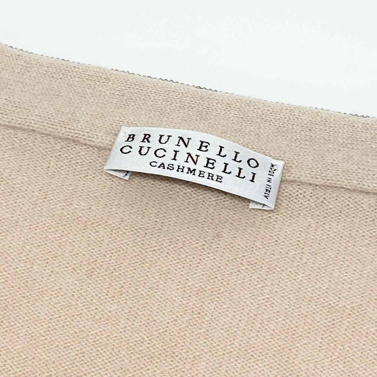53e19 BRUNELLO CUCINELLI ブルネロクチネリ ビーズデザイン Vネック カシミヤニットセーター サイズM ライトベージュ カシミヤ100%